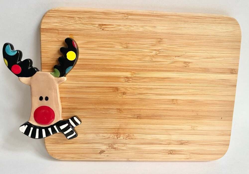 Christmas Reindeer Bamboo Cutting Board Wooden Charcuterie Tray